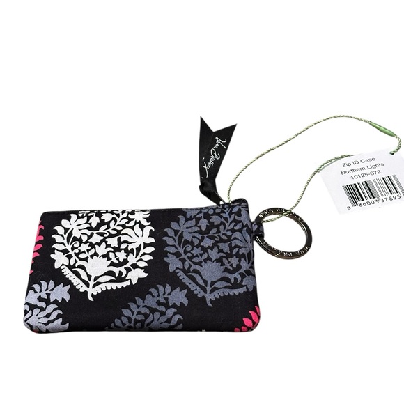 Vera Bradley Accessories - Vera Bradley Black Floral Zip ID Case Northern Lights with Key Ring